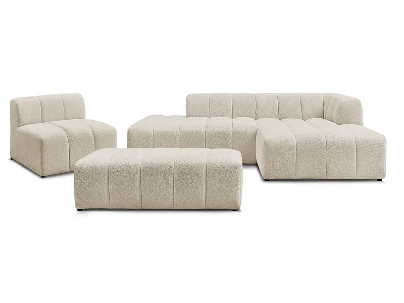 BOBOCHIC Ecksofa mit Hocker ANNECY Boucle-Stoff beige