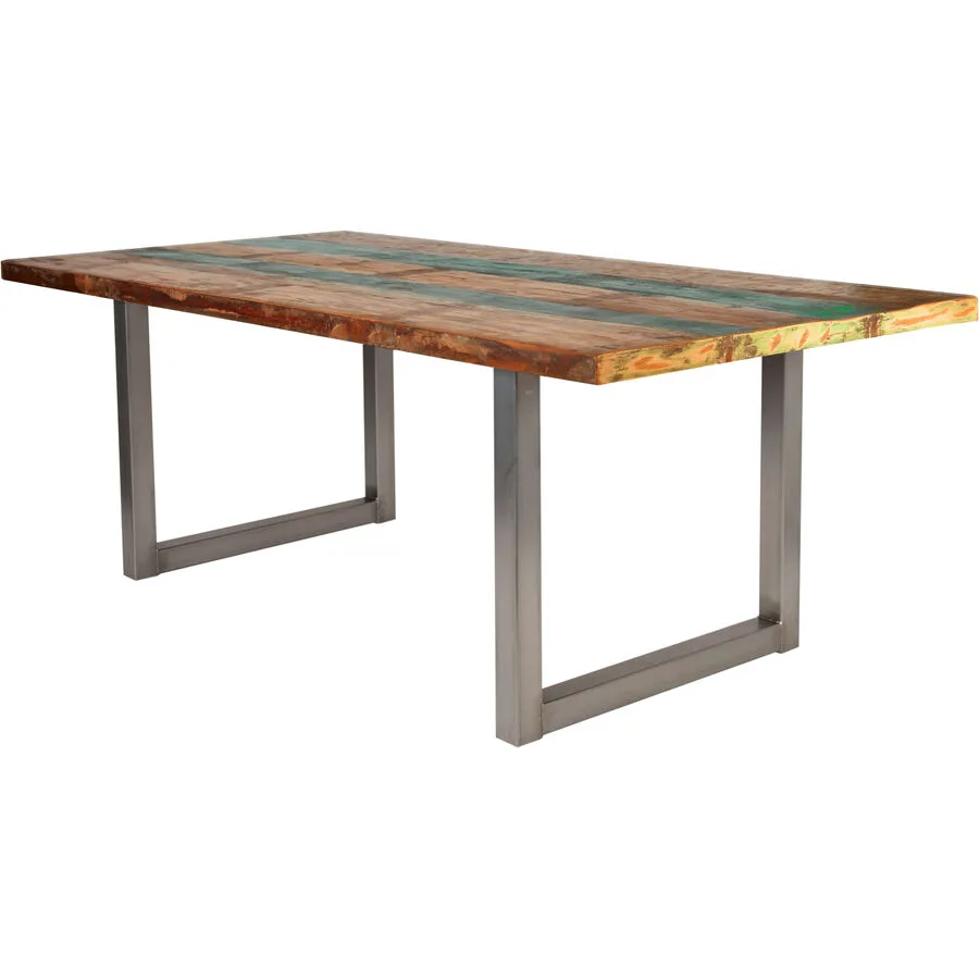 Esstisch Uwe bunt Recycletes Holz Massivholz B 200 T 100 cm