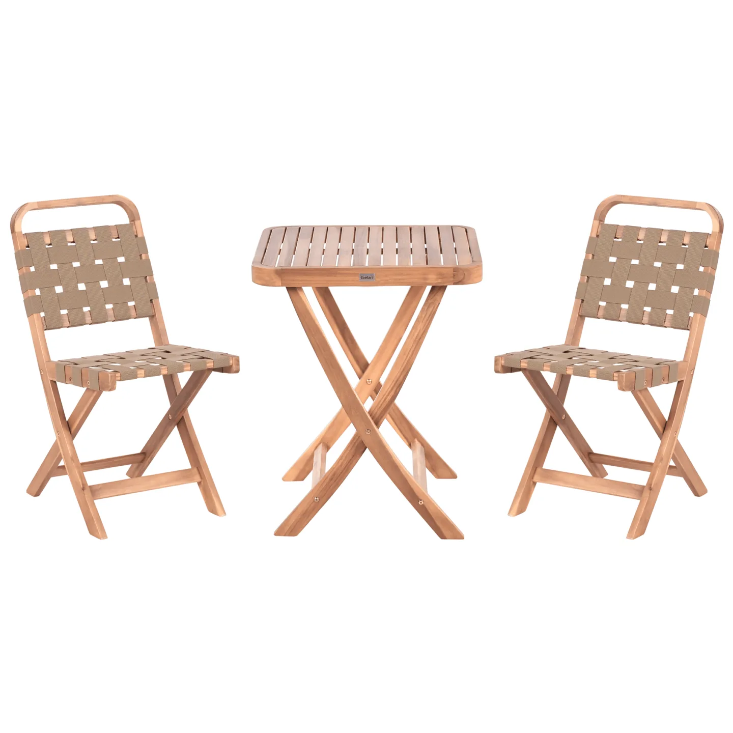 Caféset utomhus Fällbar Calciano Akaciaträ - Brun/Beige