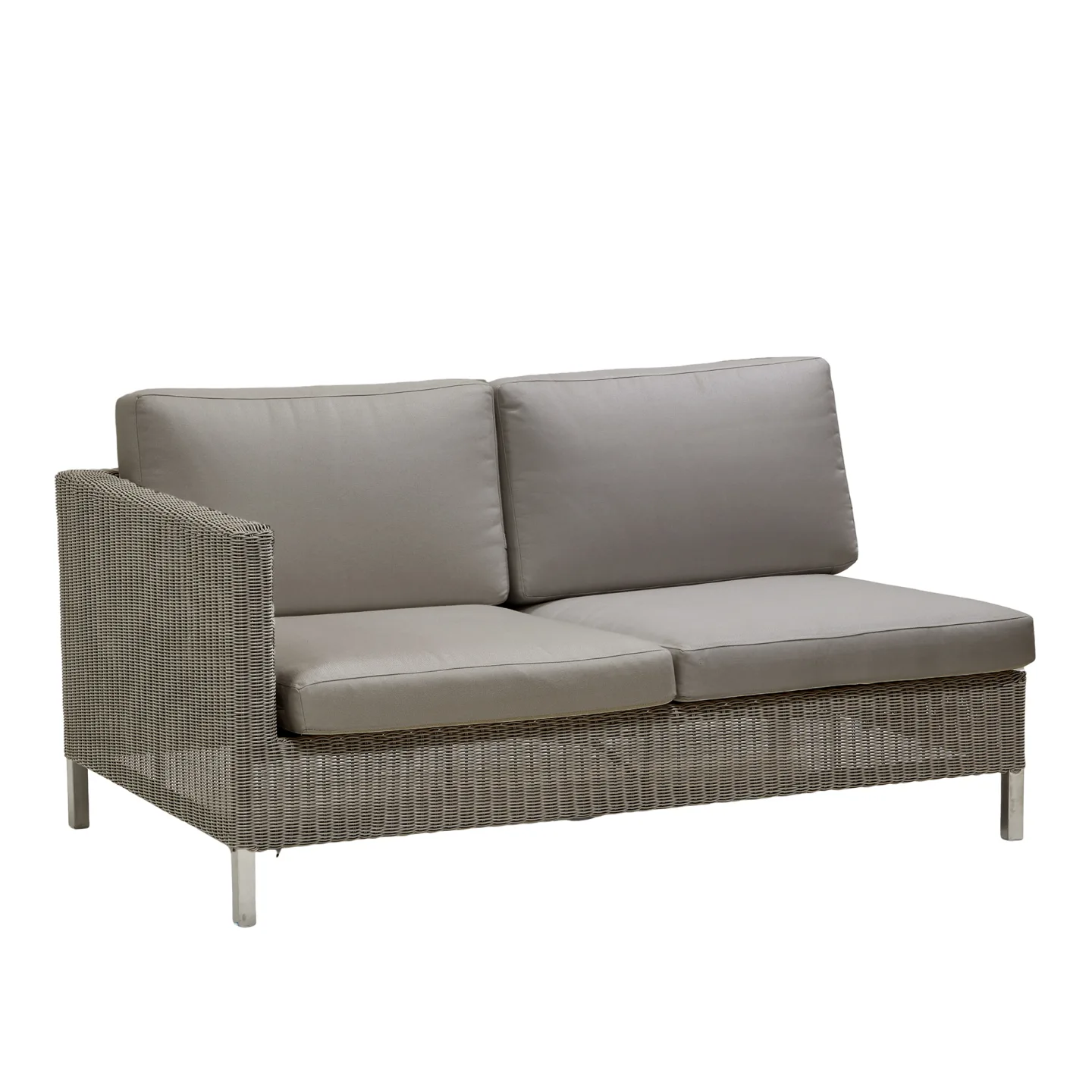 Cane-Line - Connect Modulsoffa 2-sits, Höger, Dyna: Brun, Taupe, Cane-Line Weave, Ben: Galvaniserat stål - Soffor utomhus - Cane-line Design Team