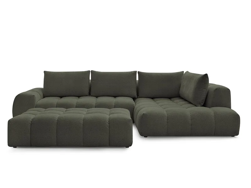 Ecksofa mit Hocker BOBOCHIC EVEREST Stoff chiniert grün