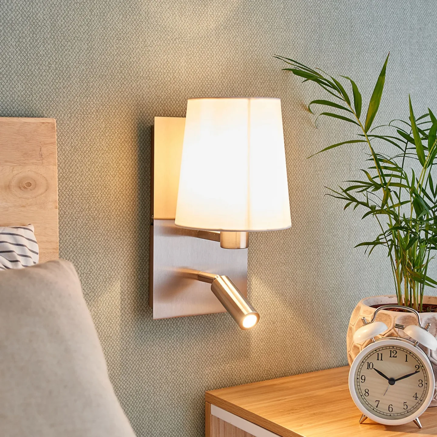 Aiden Wandleuchte White/Nickel - Lindby - Wohnzimmer - Modern - Stoff / Textil - Mehrflammig