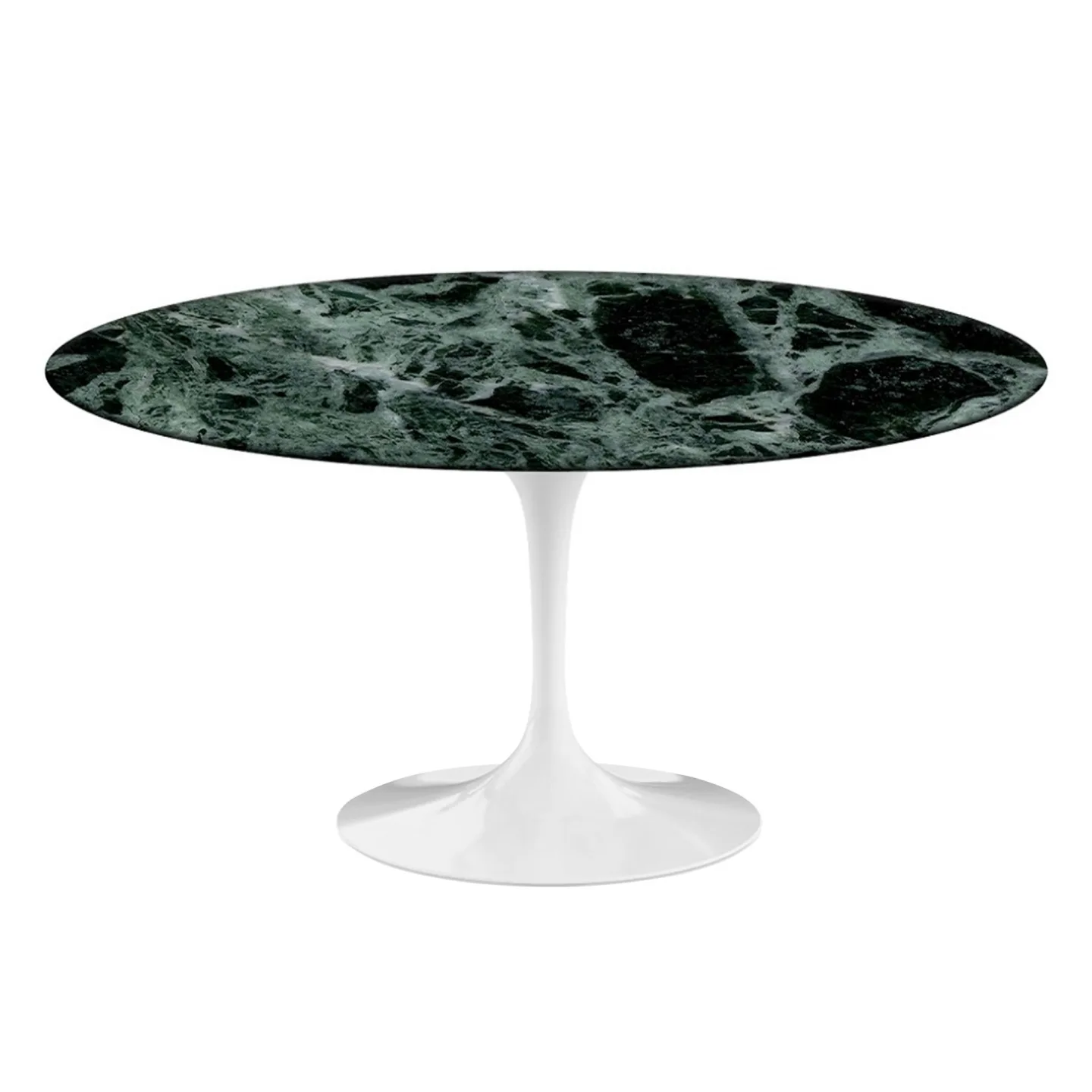 Knoll - Saarinen Round Table - Matbord, Ø 152 cm, Vitt underrede, skiva i matt grön Alpi marmor - Matbord - Eero Saarinen