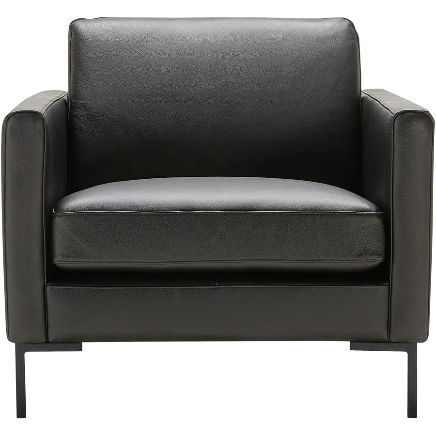 Sessel Domino Schwarz Leder, Metall B 86 T 98 H 80 cm - Möbel Konfigurator: Traummöbel individuell zusammenstellen