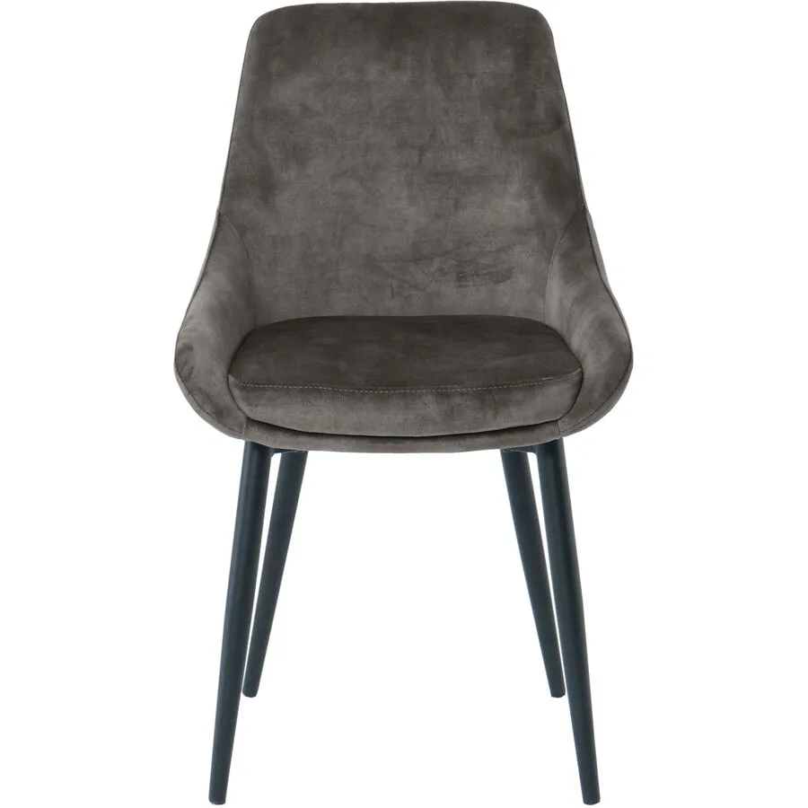 Stuhl 2er-Set Stefano dunkelgrau Metall pulverbeschichtet, Polyester Samt