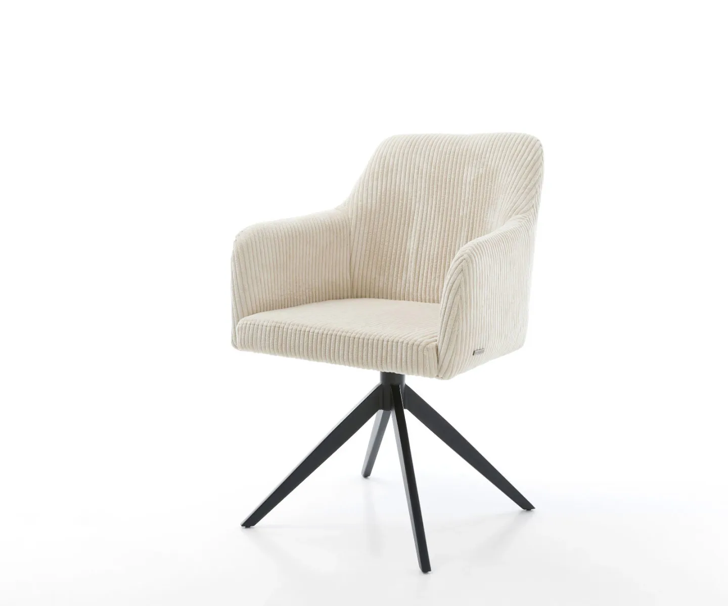 Drehstuhl Greg-Flex Cord Beige Kreuzgestell breit Schwarz 360° drehbar Wippfunktion Taschenfederkern