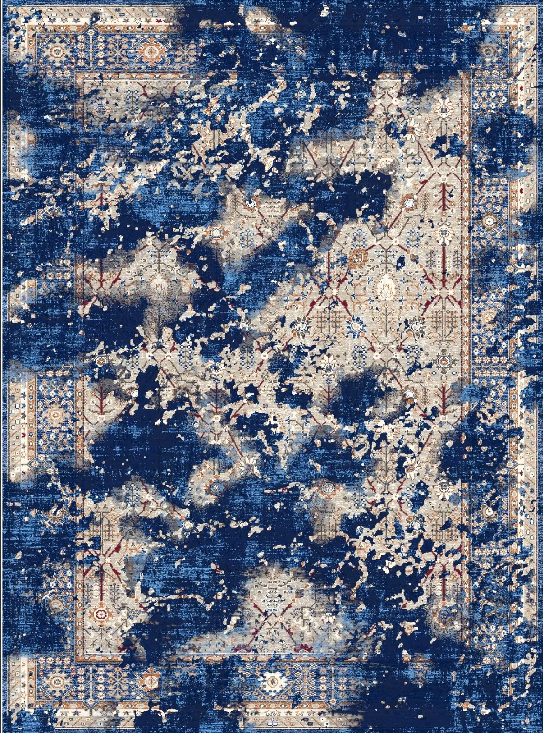 Wilton-teppe - Temima (blå) (Størrelse: 200 x 280 cm)