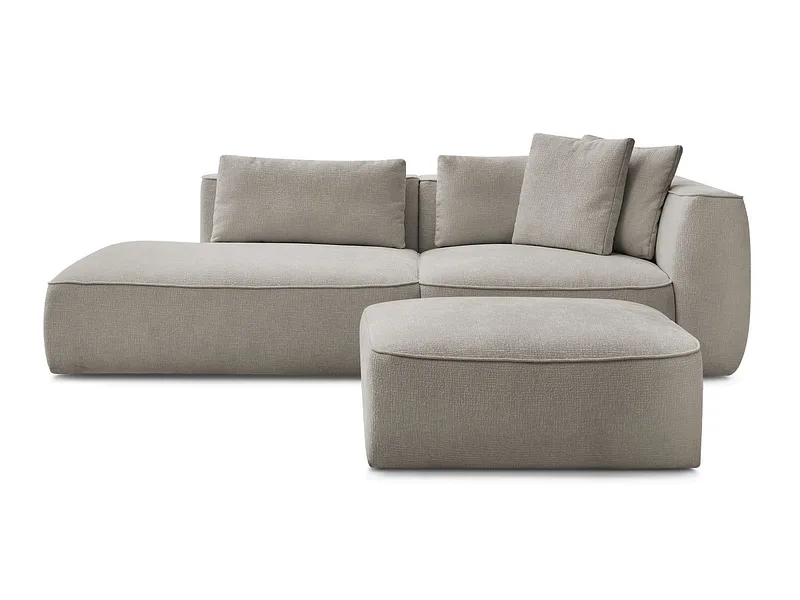 3er Sofa mit Hocker BOBOCHIC LEOPOLD Stoff mit Textur taupe