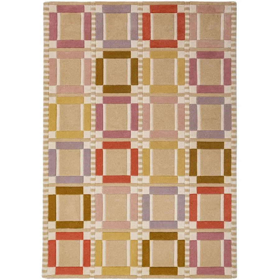 Teppich Quenara PASTELL Kacheln 100% WOLLE 160 x 230 cm