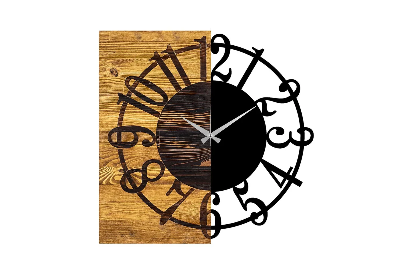 Wooden Clock 1 - Svart/Valnöt