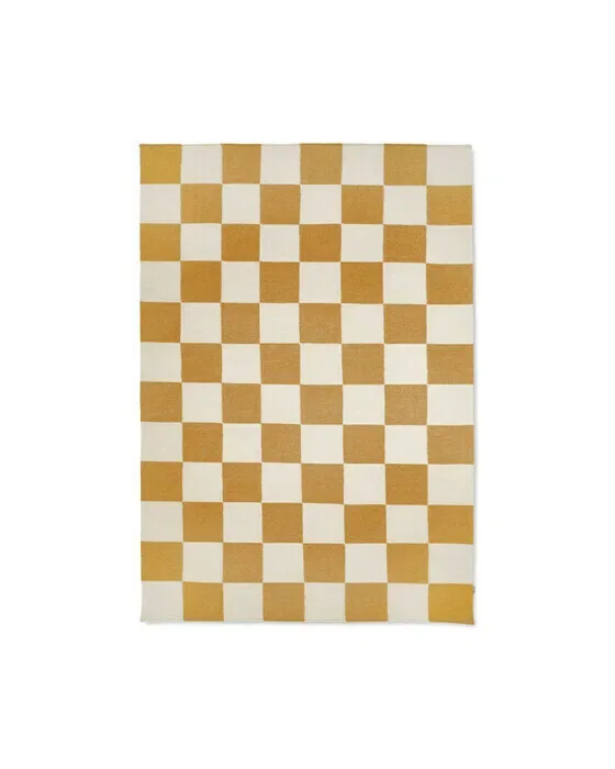 Square tæppe hvid/gul