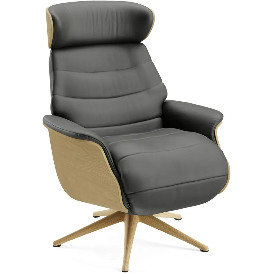 Relaxsessel Cam Savoy - 0965 Grey Leder/Eiche T 88 B 83 H 113 cm - Möbel Konfigurator: Traummöbel individuell zusammenstellen