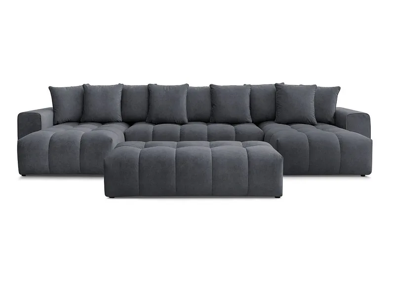 Panorama-Ecksofa mit Hocker BOBOCHIC MONT-BLANC Samt dunkelgrau
