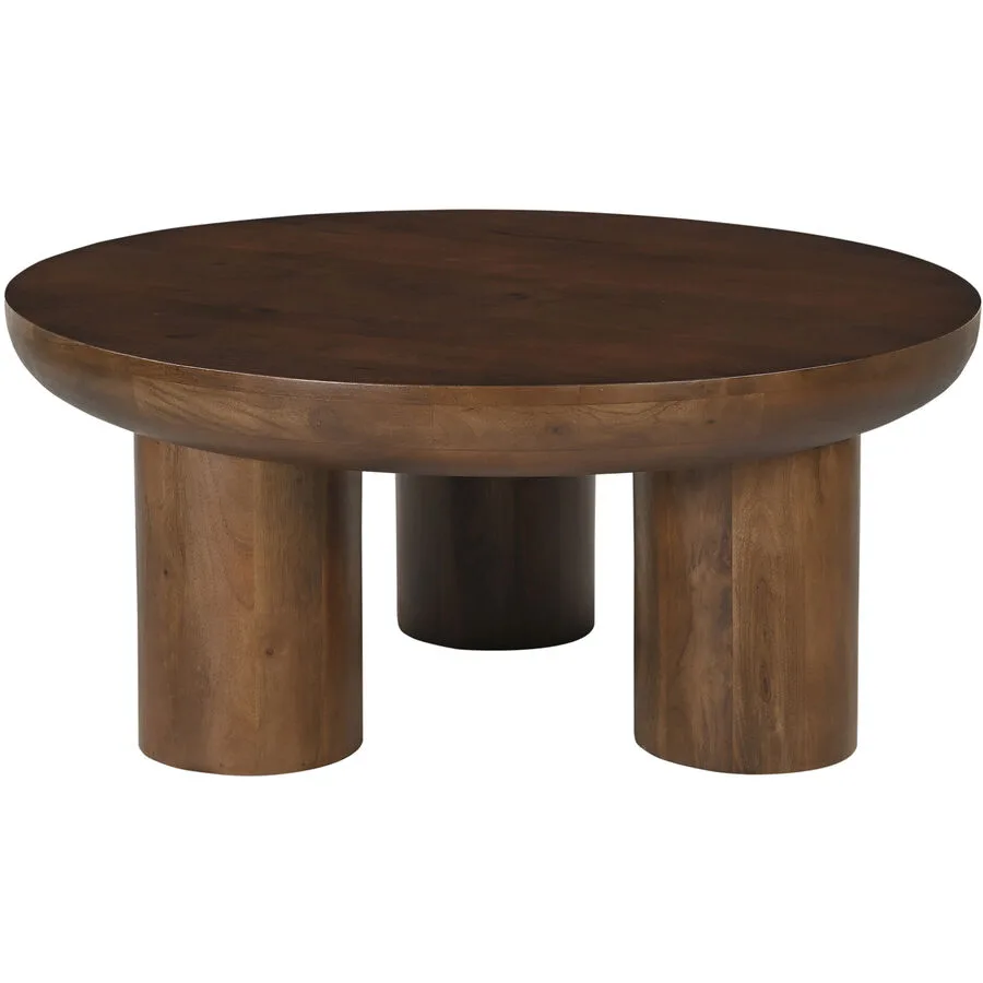 Salontisch Rondo braun Mangoholz massiv B 90 T 90 cm