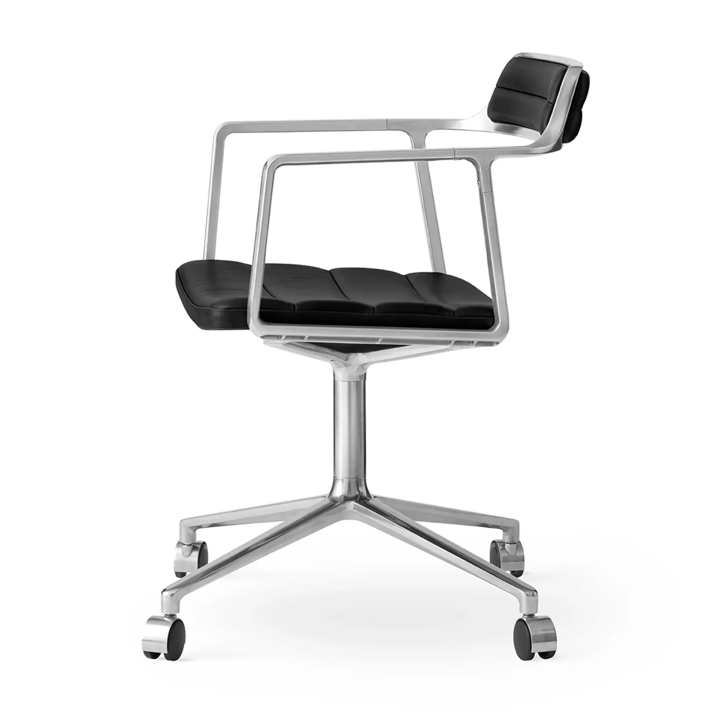 Vipp Vipp452 Swivel kontorsstol med hjul Pol. aluminium-black leather