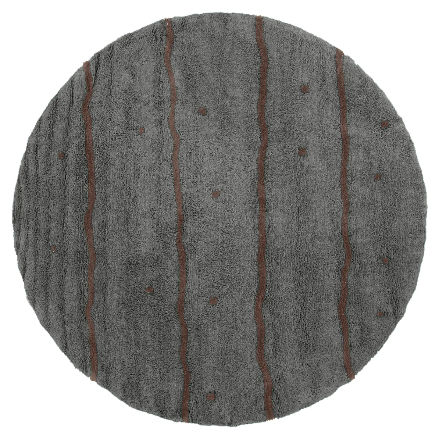 Rundt teppe - Leora Natural Cotton Shaggy (svart/brun) (Størrelse: Ø 200 cm)