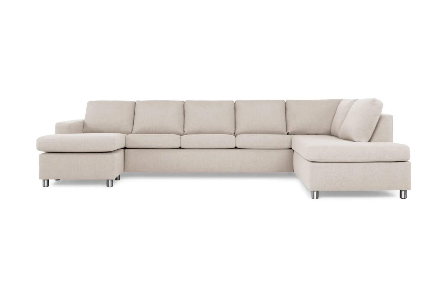 Crazy 5-sits Högervänd U-formad X-Large Soffa med Divan och Schäslong i Tyg - Beige