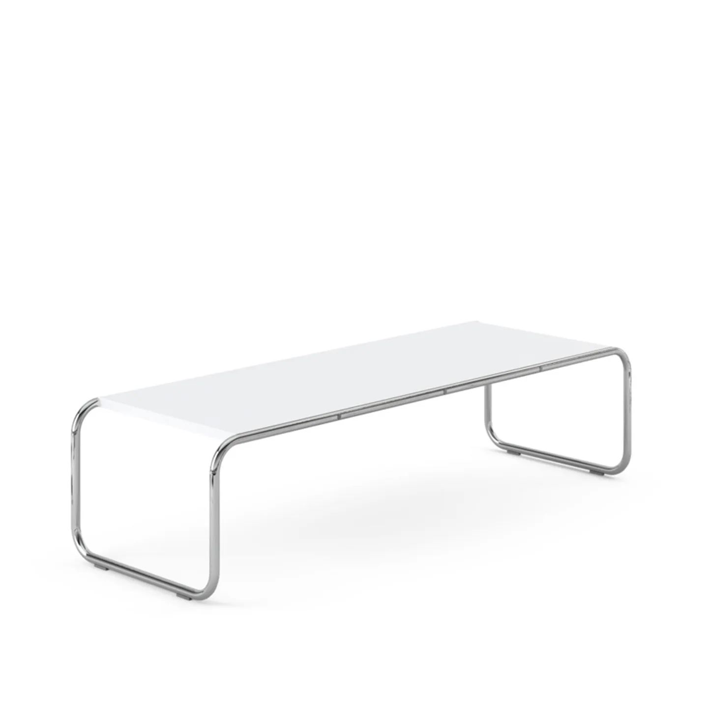Knoll - Laccio low table, Rectangular, skiva i Vit laminat - Soffbord - Marcel Breuer - Vit - Metall/Trä