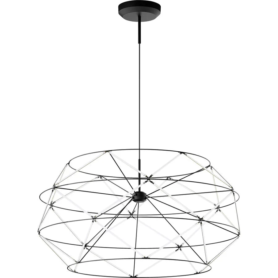 URBAN Pendellampe Euclide Schwarz Eisen 70 cm 37 cm - Farbe: Schwarz matt - LED - Lichtfarbe: Extra warmweiss - LED Energiesparlampen
