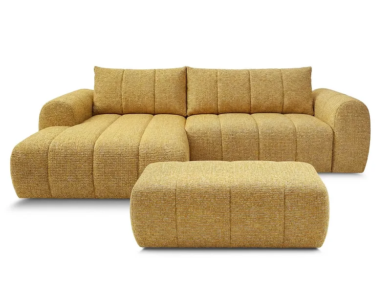 Ecksofa mit Hocker BOBOCHIC NESTY Stoff chiniert gelb