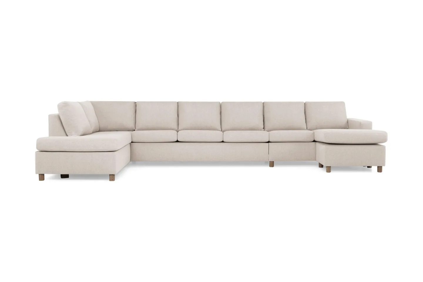 Crazy 6-sits Vänstervänd U-formad XX-Large Soffa med Divan och Schäslong i Tyg - Beige