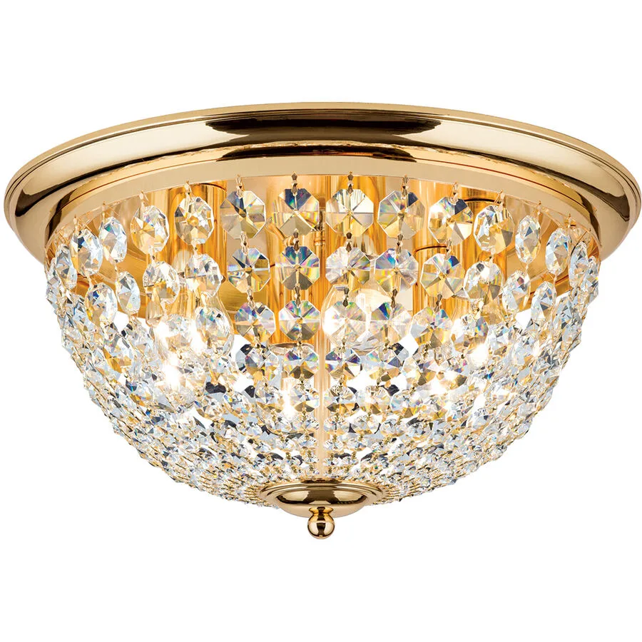 Briamond Deckenlampe Plafond Gold/Transparent Kristall/Messing 47 cm 26 cm - Material: Messing/Kristall