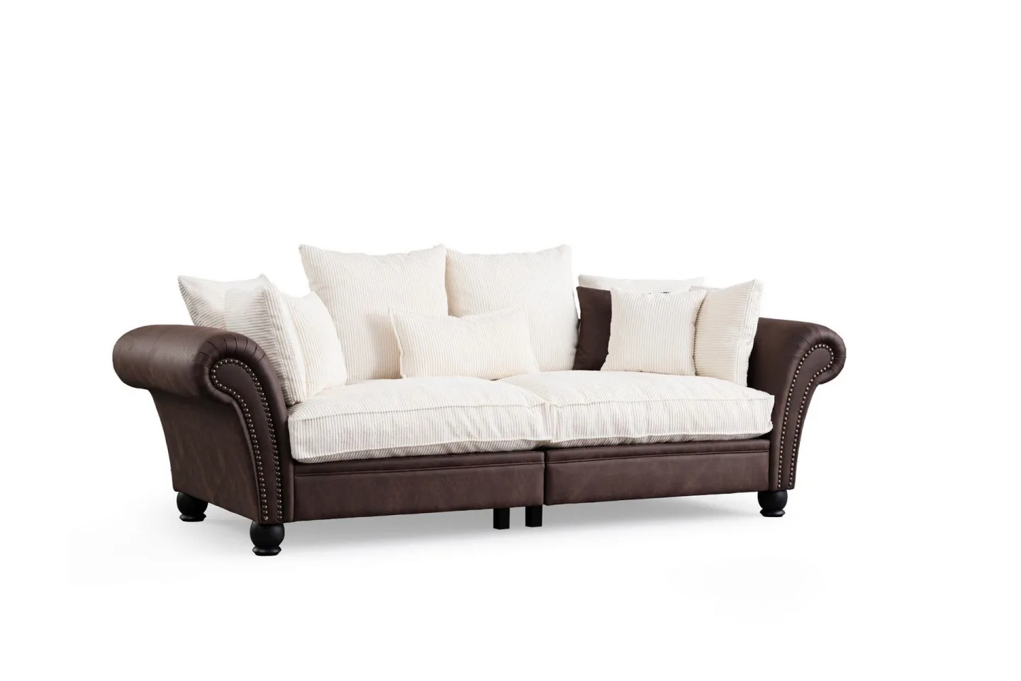 August 3-sits Soffa - Brun/Vit