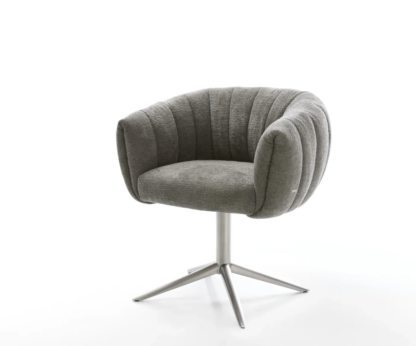 Drehstuhl Jada-Flex Bouclé Soft Schlamm Fußkreuz Edelstahl 360° drehbar Wippfunktion Taschenfederkern