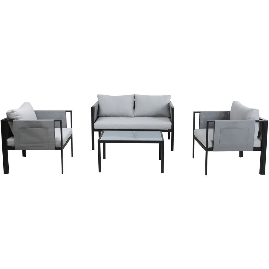 Gartenlounge Hanoi Grau Kunststoff T 143 H 66 cm