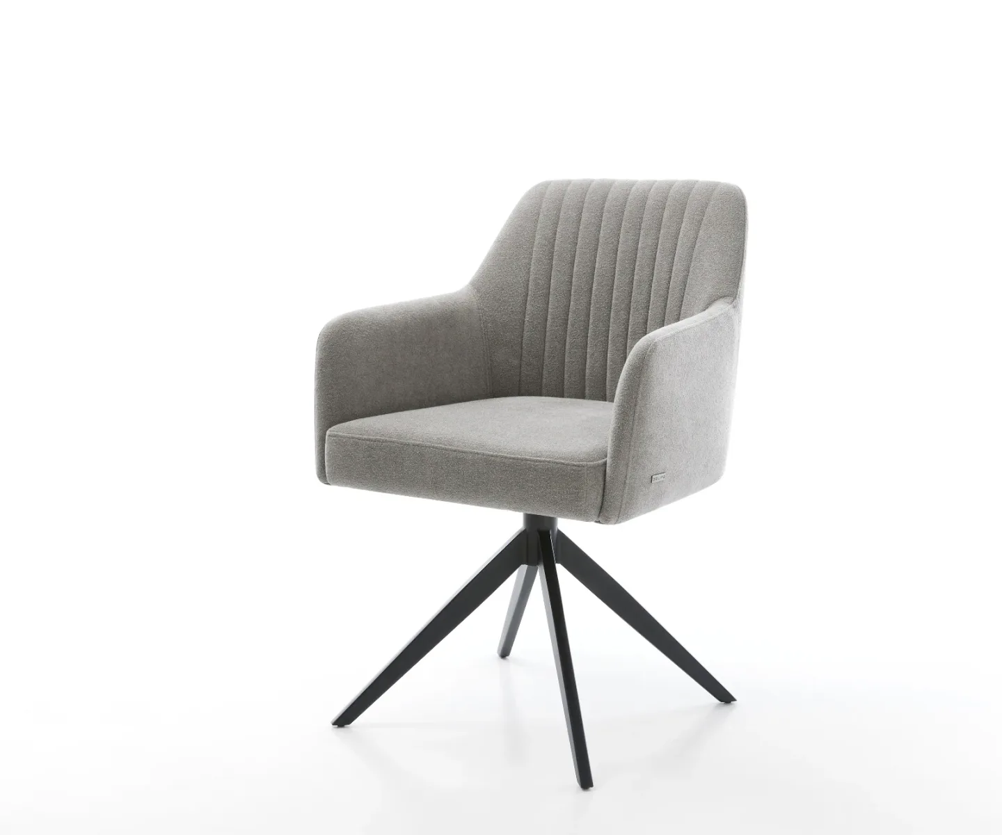 Drehstuhl Greg-Flex Strukturstoff Soft Grau Kreuzgestell breit Schwarz 360° drehbar Wippfunktion Taschenfederkern