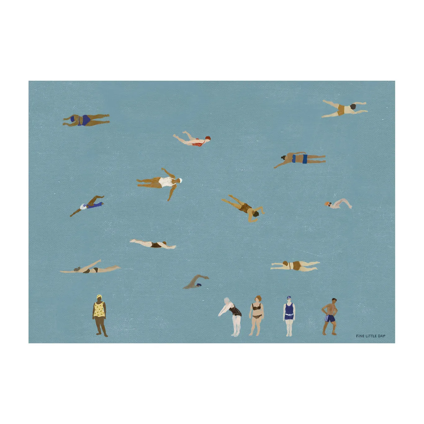 Fine Little Day Swimmers poster Blue, 50x70 cm
