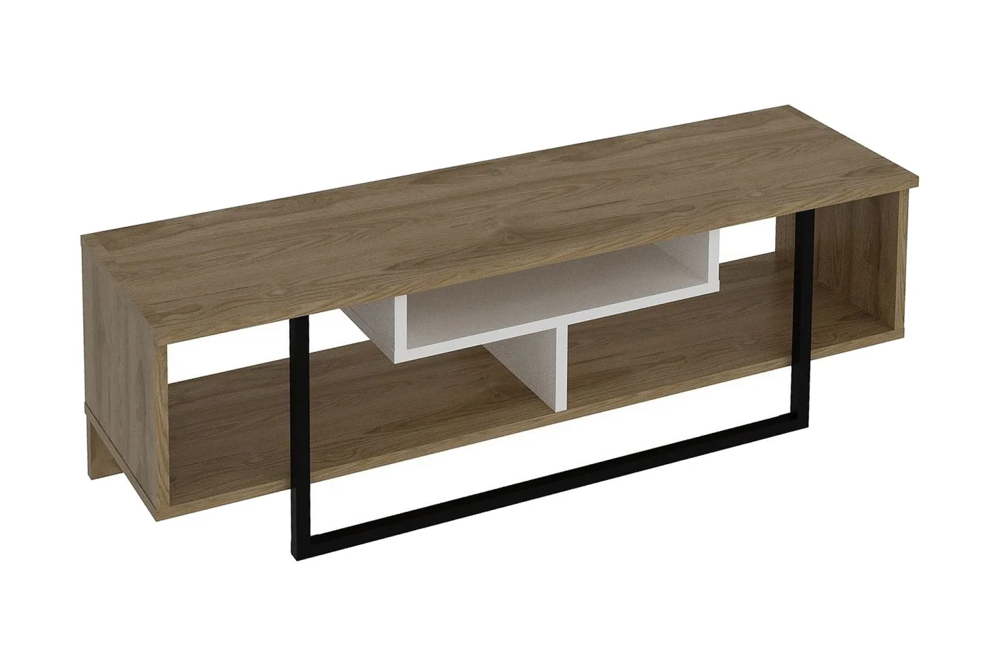Sholly TV-Bänk 119 cm - Vit/Svart/Ek