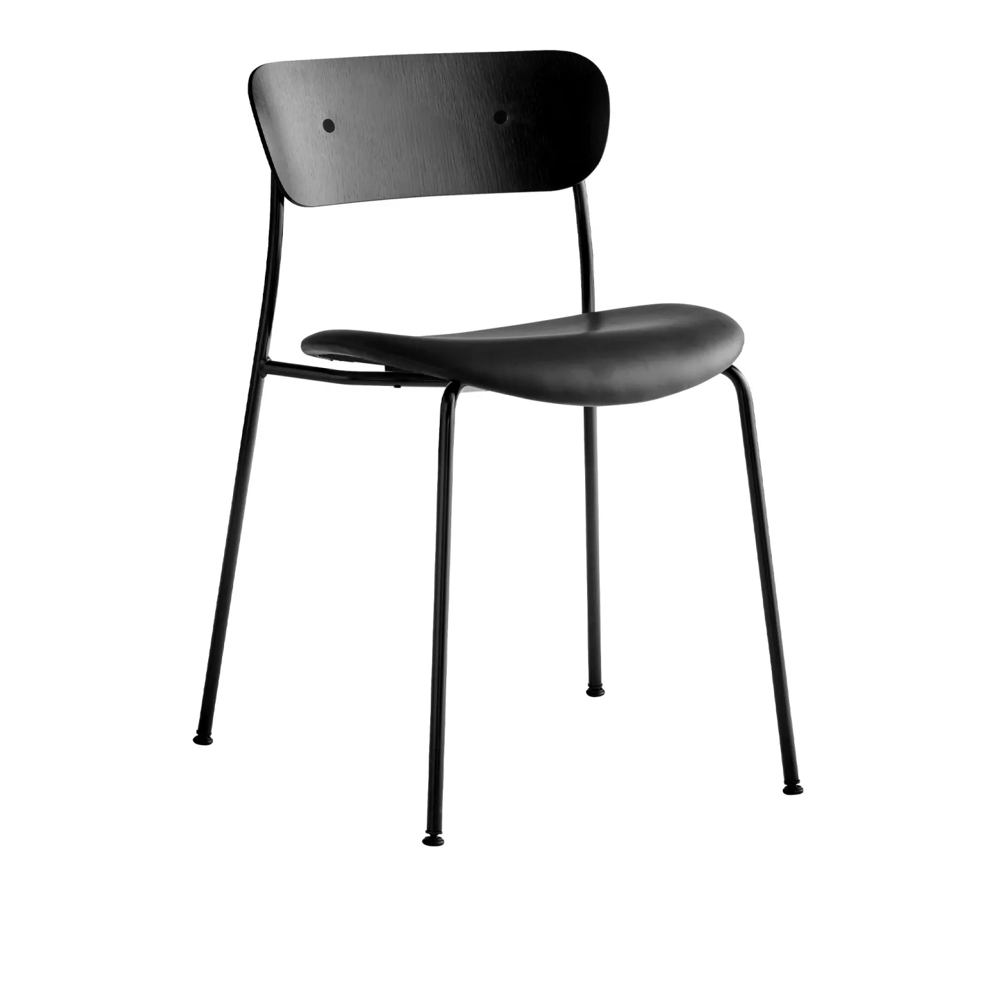 &Tradition - Pavilion AV3, Black Lacquered Oak Leather cat.2, Noble Black - Matstolar - Anderssen & Voll - Metall/Trä