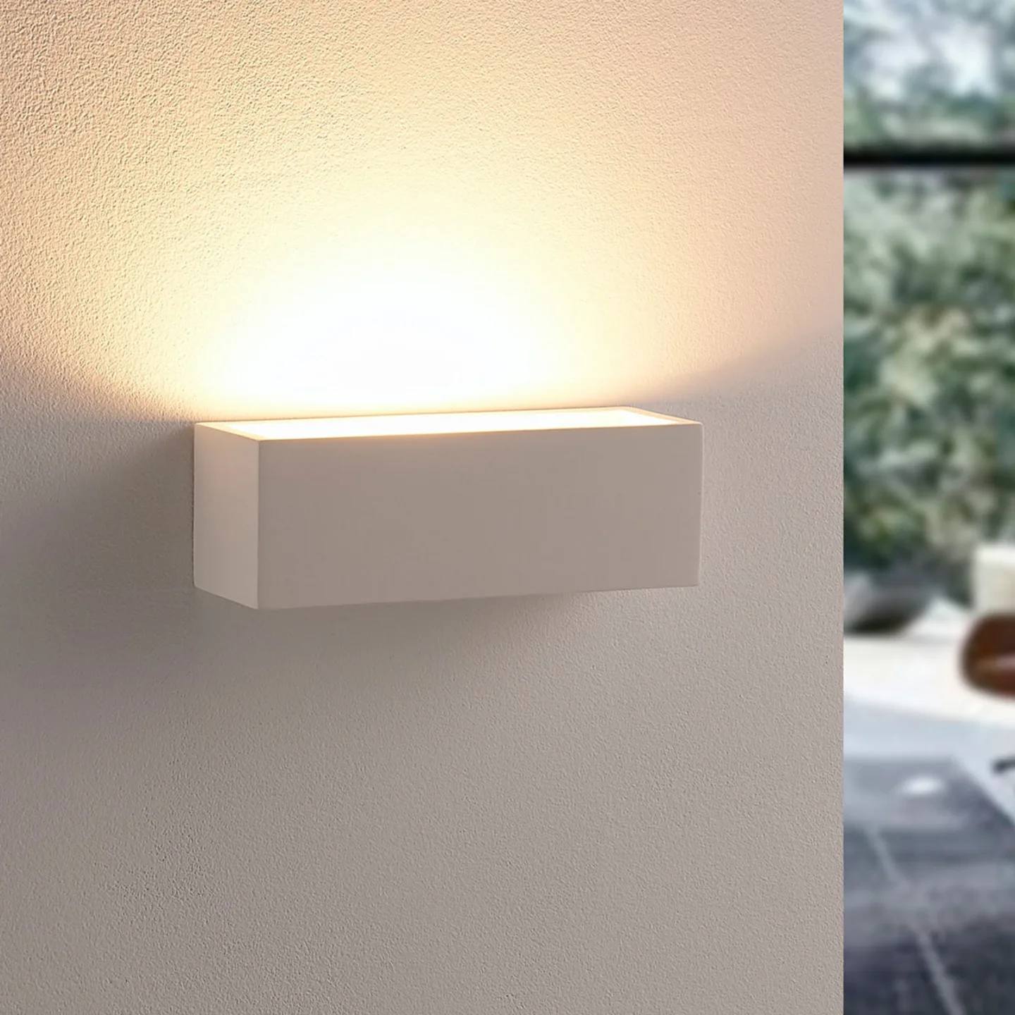 Santino Wandleuchte White - Lindby - Wohnzimmer - Modern - Gips / Ton - Eckig