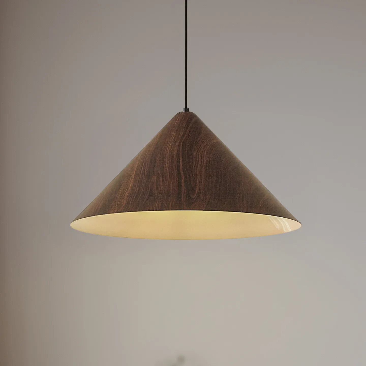 Clarine hængelampe, valnød, Ø 50 cm, metal - Lindby - Spisestue - Moderne - Med én lyskilde