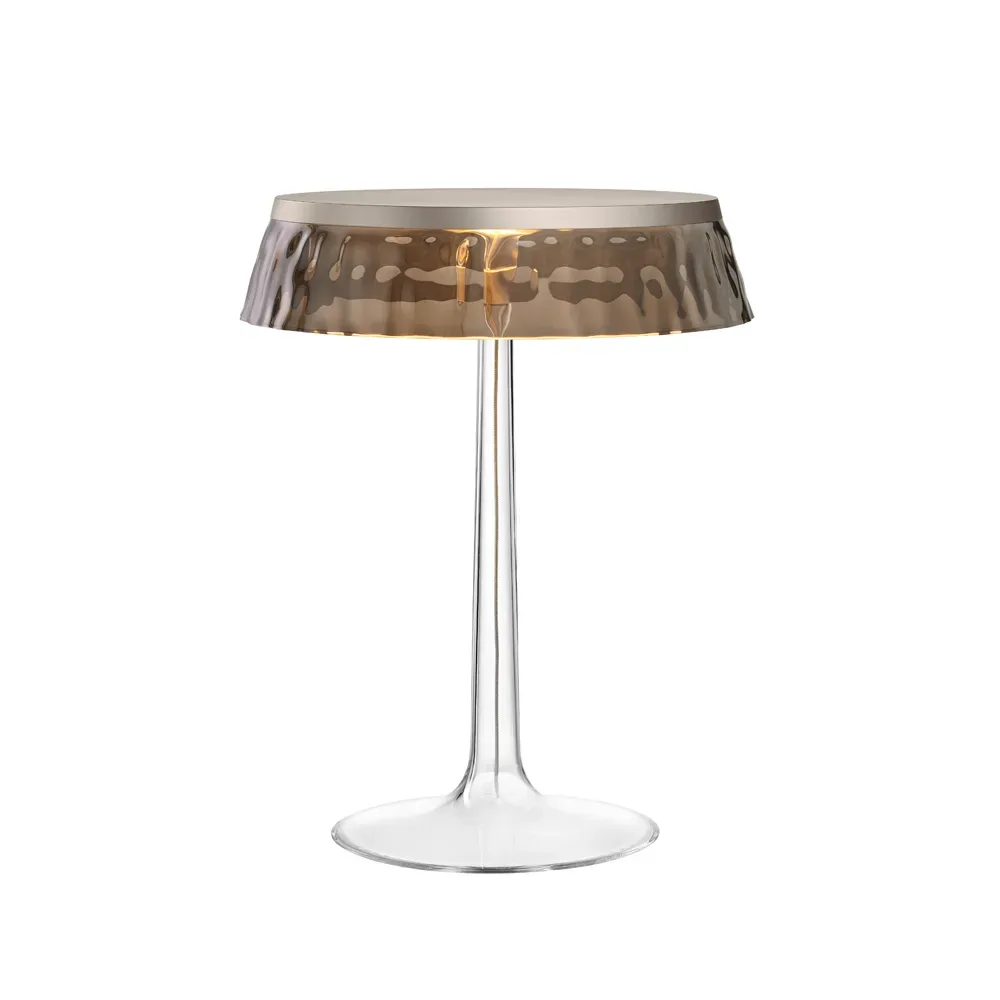 Flos Bon Jour T bordslampa Rökgrå-mattkromad topp