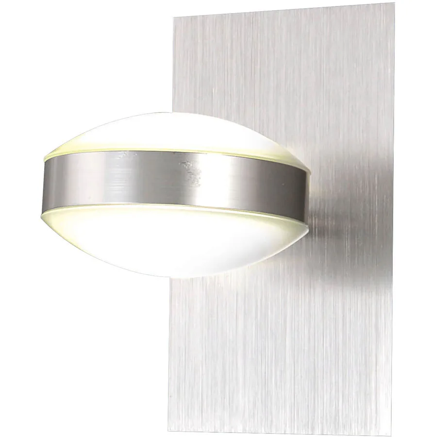 Wandlampe Mora Grau Metall 10 cm 17 cm - Farbe: Nickel satiniert - LED - Lichtfarbe: Warmweiss - LED Energiesparlampen
