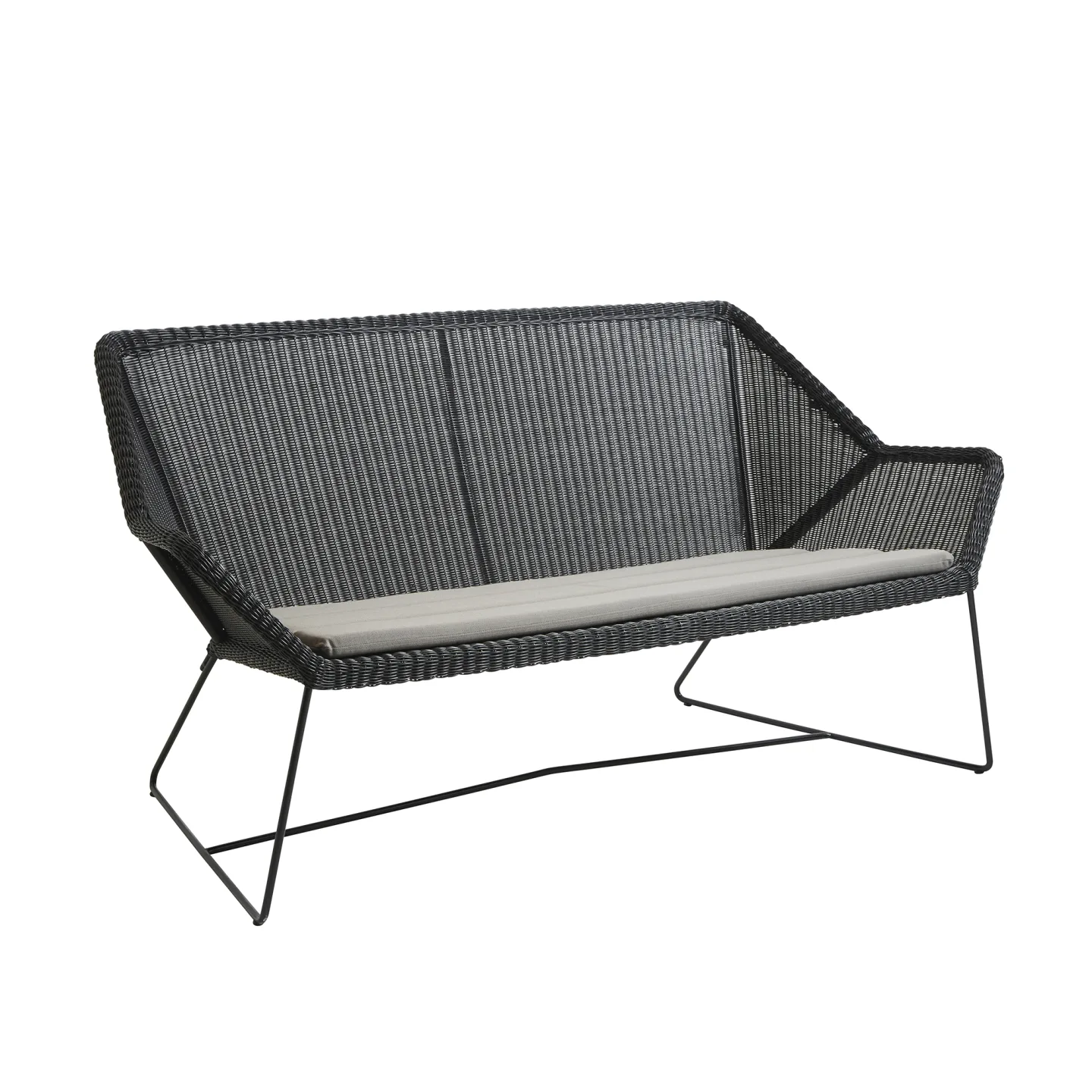 Cane-Line - Breeze 2-seater, Incl. Taupe Cushion, Black, Cane-Line Fiber - Soffor utomhus - Strand+Hvass
