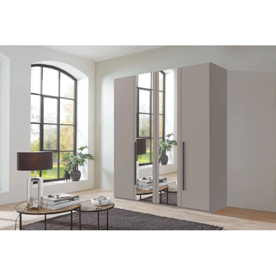 Kleiderschrank Annie Saharagrau - Griffe Grafit Mischholz B 180 cm