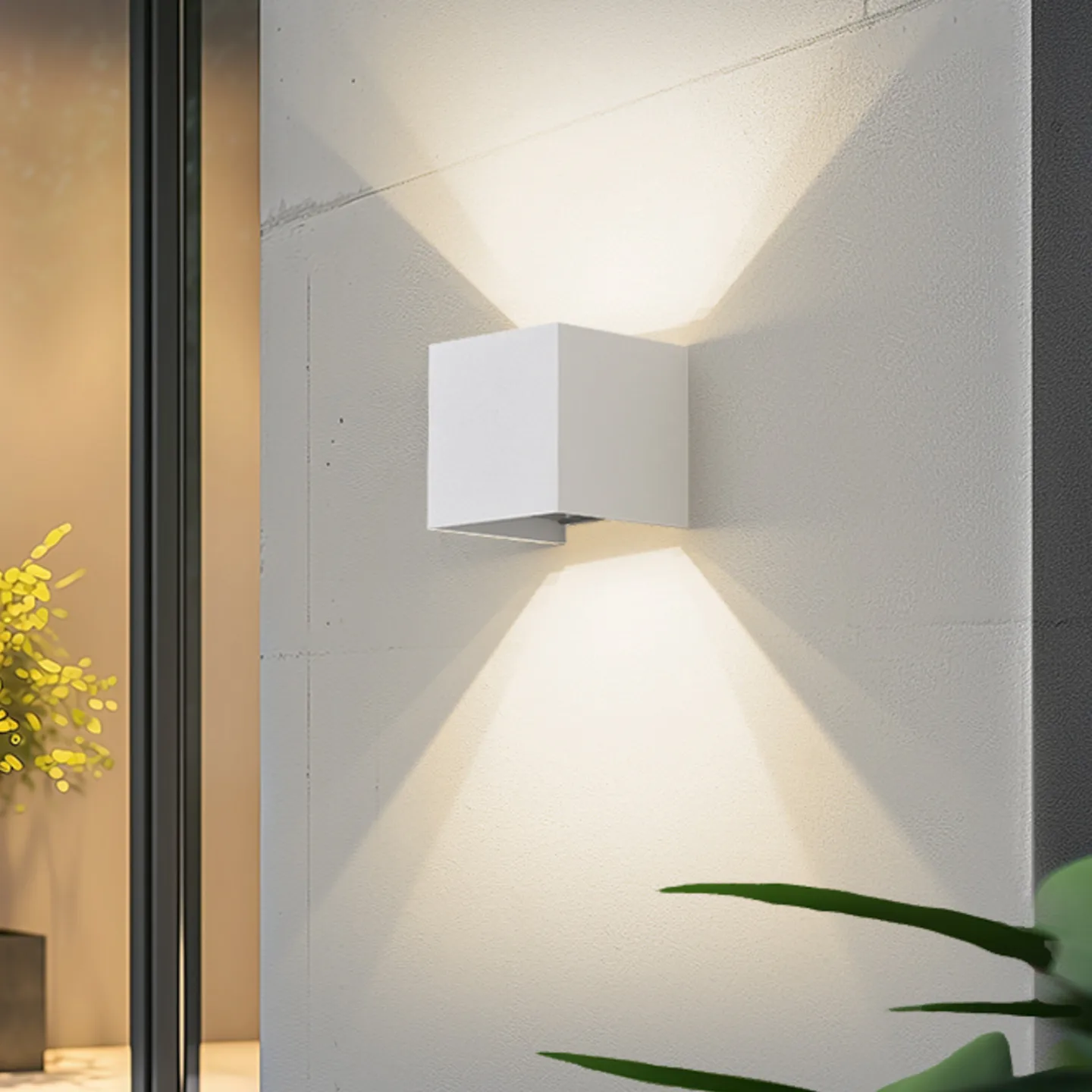 Dara Smart LED-utomhusvägglampa, 10 cm, vit, CCT Tuya – Lindby - Balkong - Modern - Aluminium - Plafond
