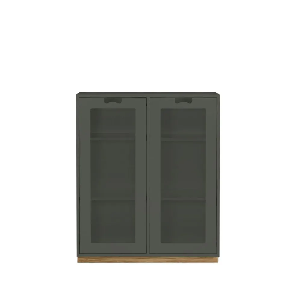 Asplund Snö E Vitrinenschrank Green khaki, eichensockel, 30 cm