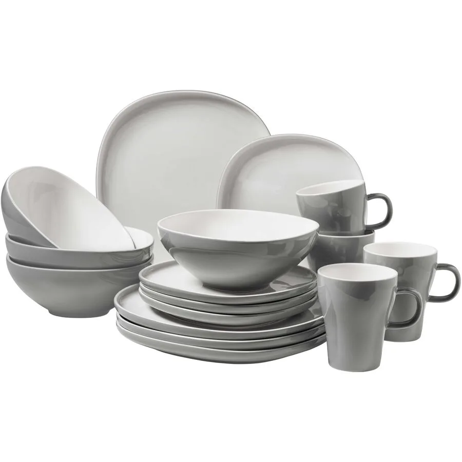 MÄSER Geschirr-Set Isora weiss/grau Keramik 16 Stk