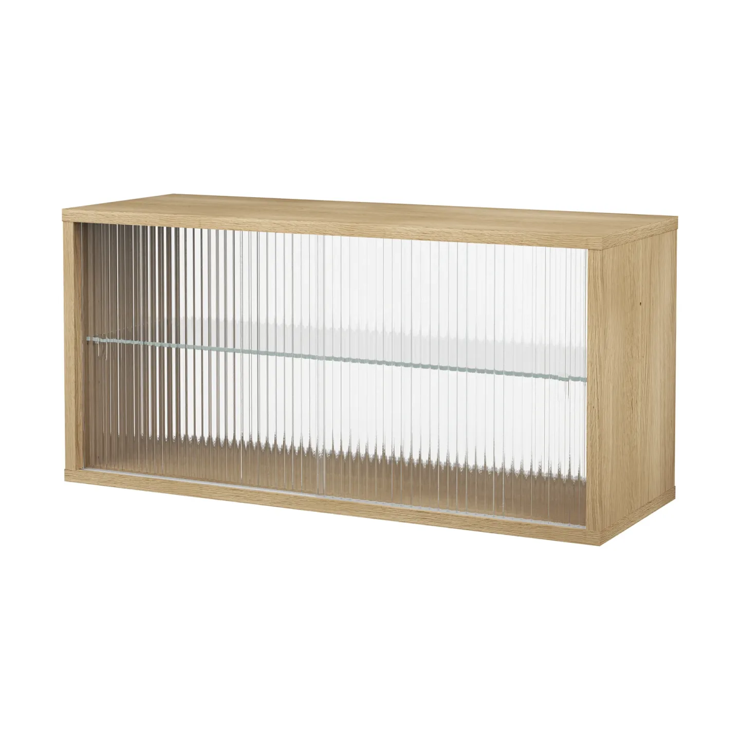 Pira Pira vitrinskåp Vitad ek-räfflat glas, 90x31 cm, 4 dörrar