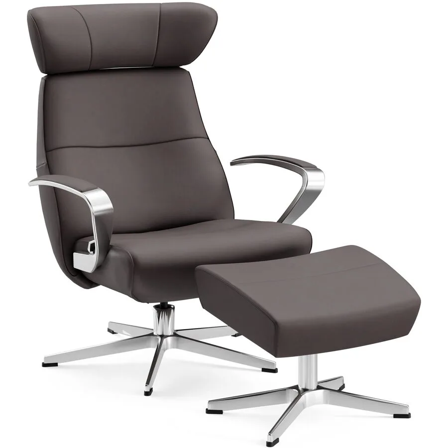 Conform Sessel Enno Dunkelbraun, Silber Leder, Aluminium B 81 T 163 H 99 cm - Möbel Konfigurator: Traummöbel individuell zusammenstellen