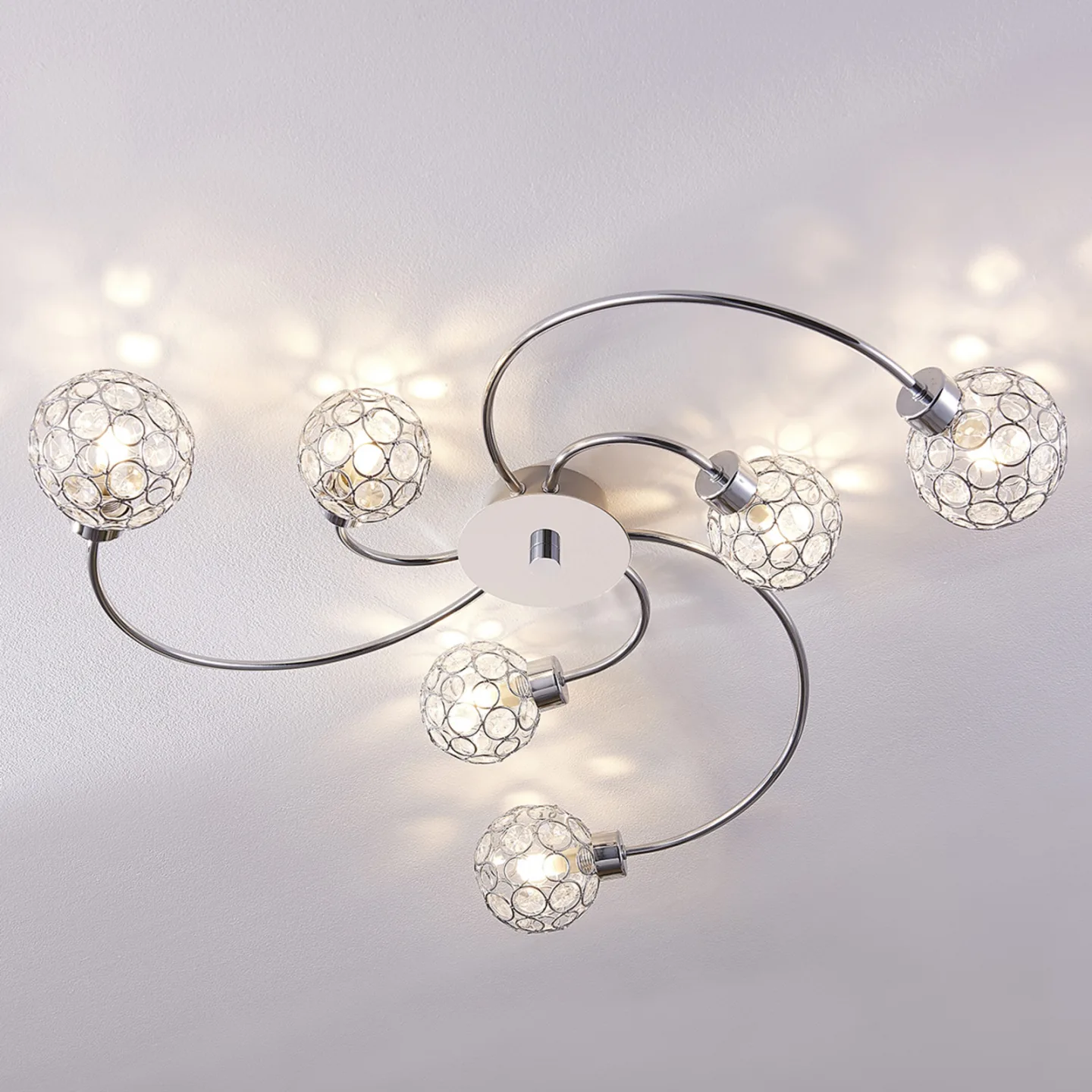 Tyron Plafond Chrome/Clear - Lindby - Vardagsrum - Modern - Metall - Med flera ljuskällor