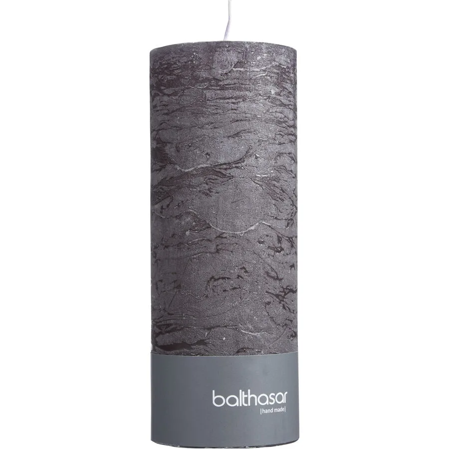 Balthasar Kerze Rustico dunkelgrau H18 cm D7 cm, Brenndauer 85h - Farbe: taupe - Material: Wachs