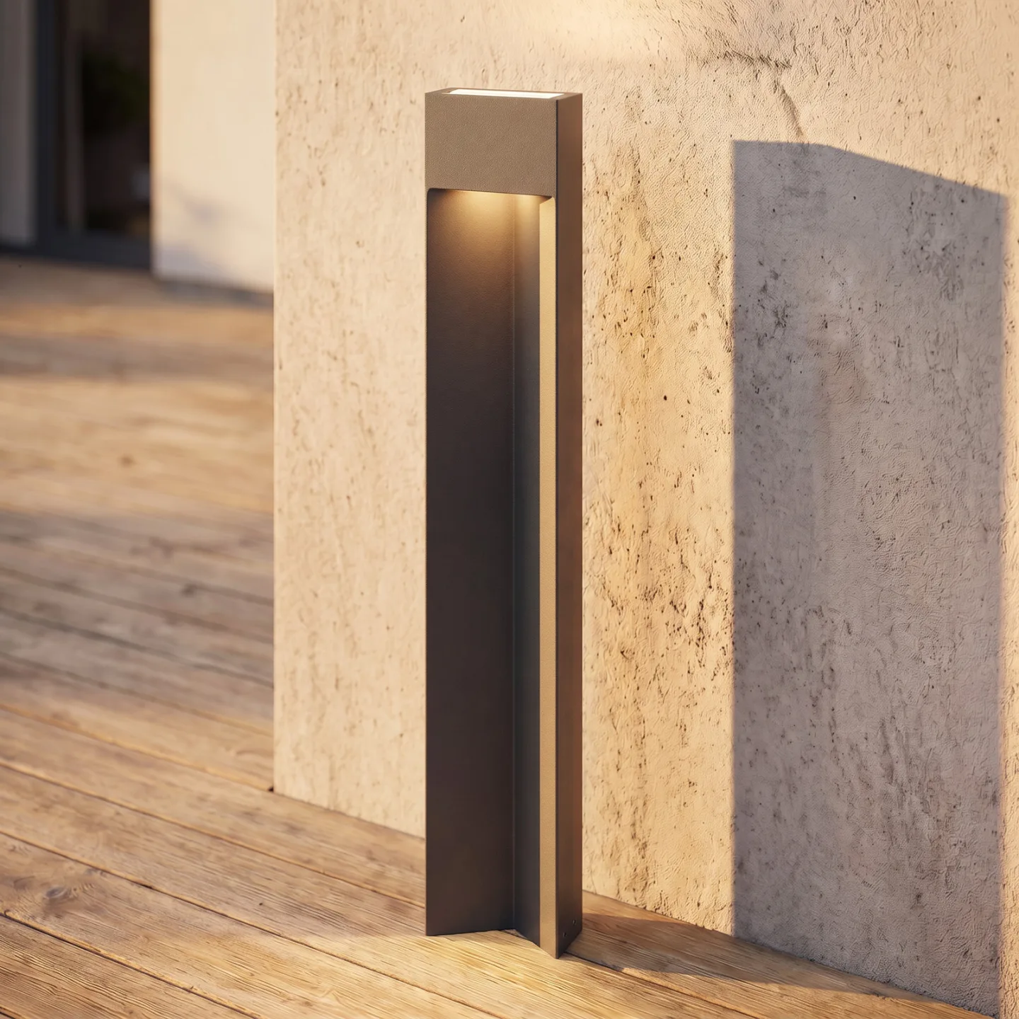 Kaholo LED-Wegeleuchte, Aluminium, IP44, schwarz, 90 cm - Lucande - Modern - Eckig