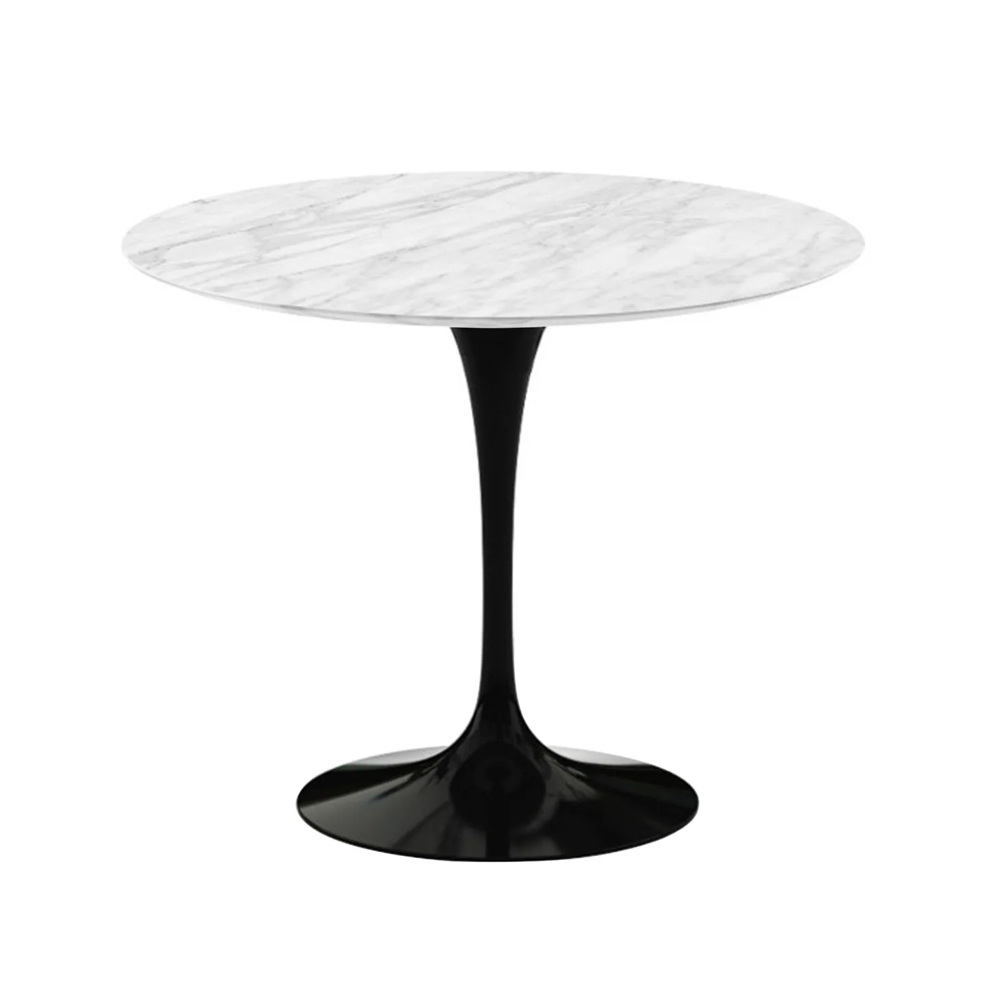 Knoll - Saarinen Round Table - Matbord, Ø 91 cm, Svart underrede, skiva i matt Statuarietto marmor - Matbord - Eero Saarinen - Vit - Metall/Sten