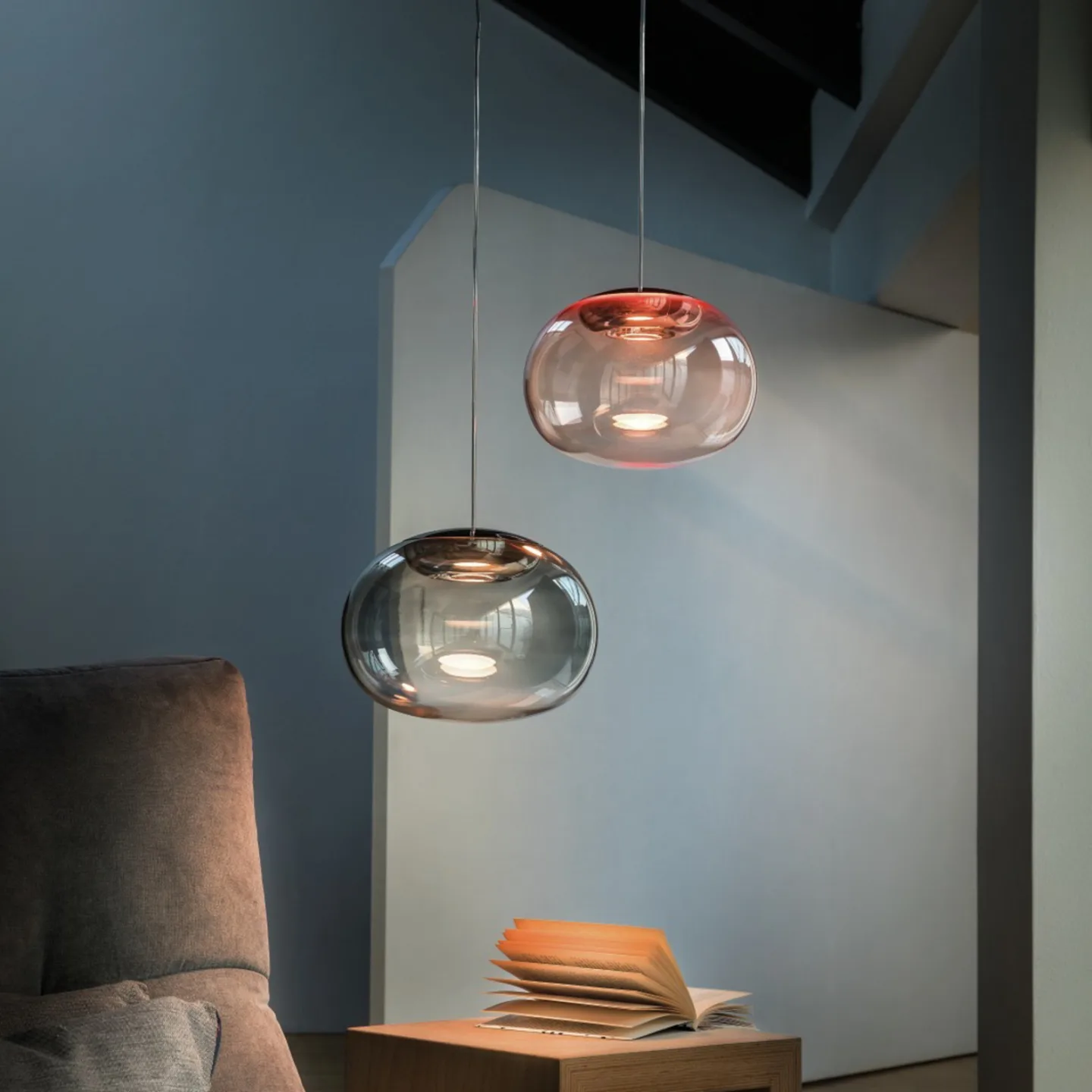 La Mariée LED-hengelampe, kobber/hvit - Stilnovo - Stue - Design - Glass - Med en lyskilde