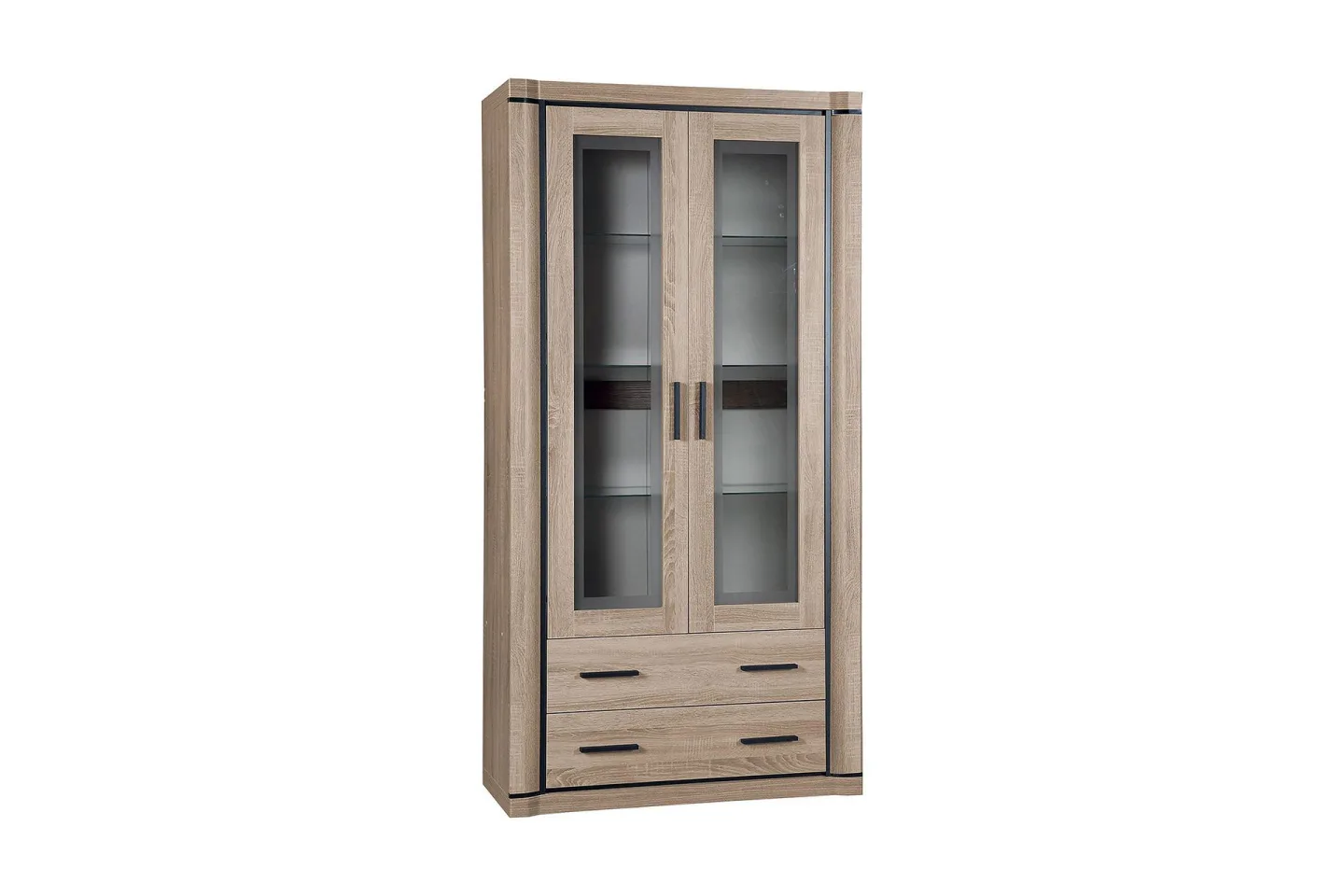 Dallas Vitrinskåp 97x43,5x192 cm - Beige/Grå
